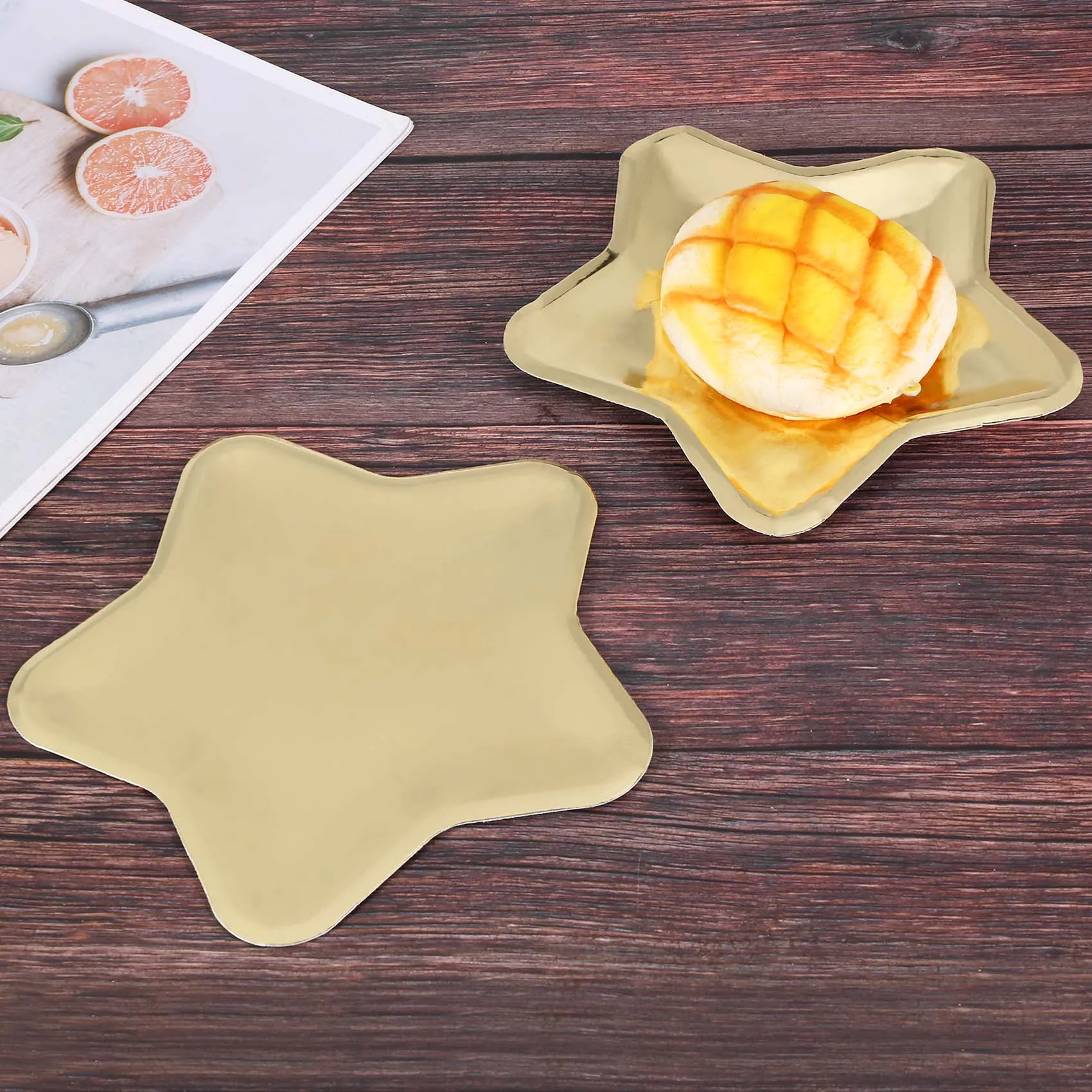 Platos de papel en forma de estrella para fiesta, vajilla desechable dorada de pentagrama, suministros de vajilla, 30 piezas