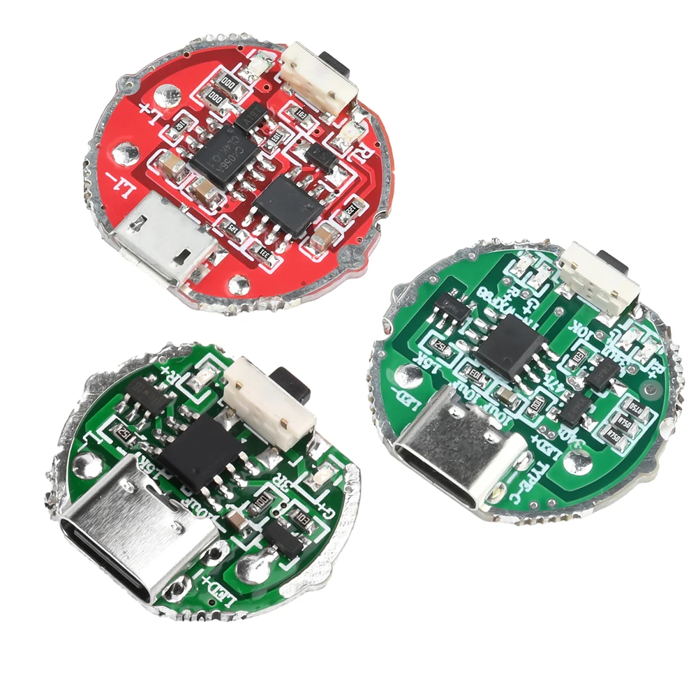 측면 프레스 강력 조명 토치 드라이버 보드 스위치 포함 마이크로 USB / TYPE-C 회로 기판 DIY 액세서리 (10W LED 비즈용)