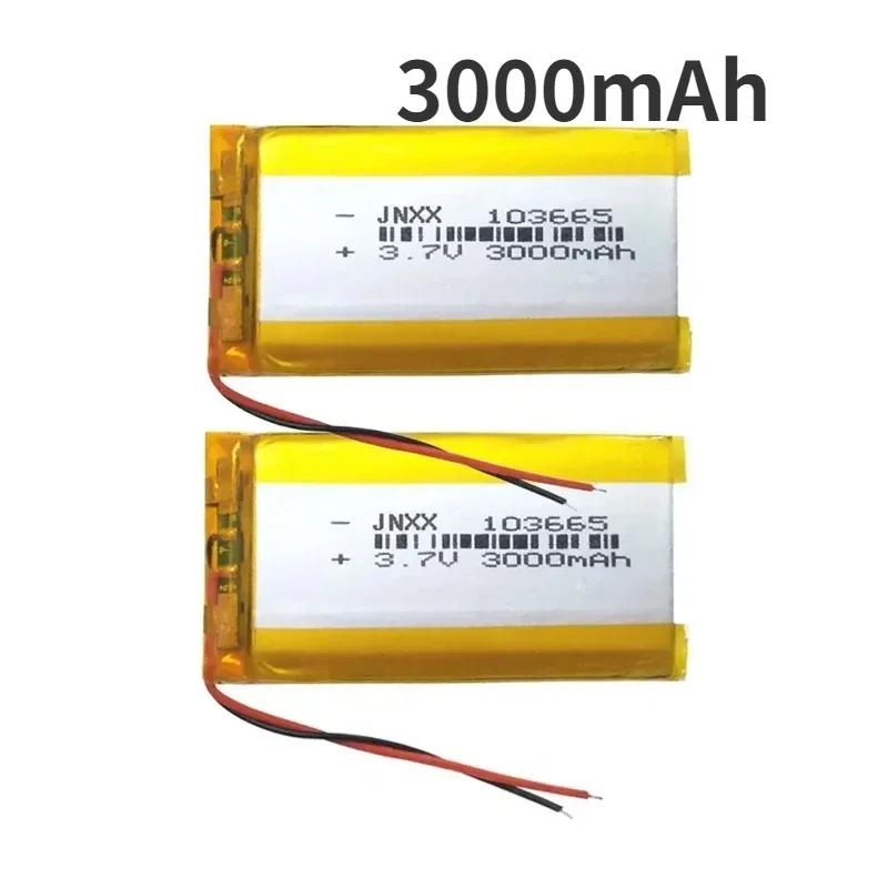 BCAK 103665 Lithium Polymer Battery 3.7V 3000mAh Jst PH 2.0mm 2pin Plug Li-po Cells for Ship Model Excavator Drone Digital Elect