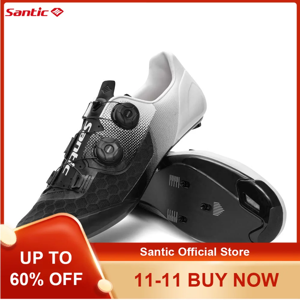 

Santic Cycling Shoes Road Bike Cycling Lock Shoes Riding Equipment Grade 14 Carbon Fiber Sole Breathable Lightweight TMS24052H