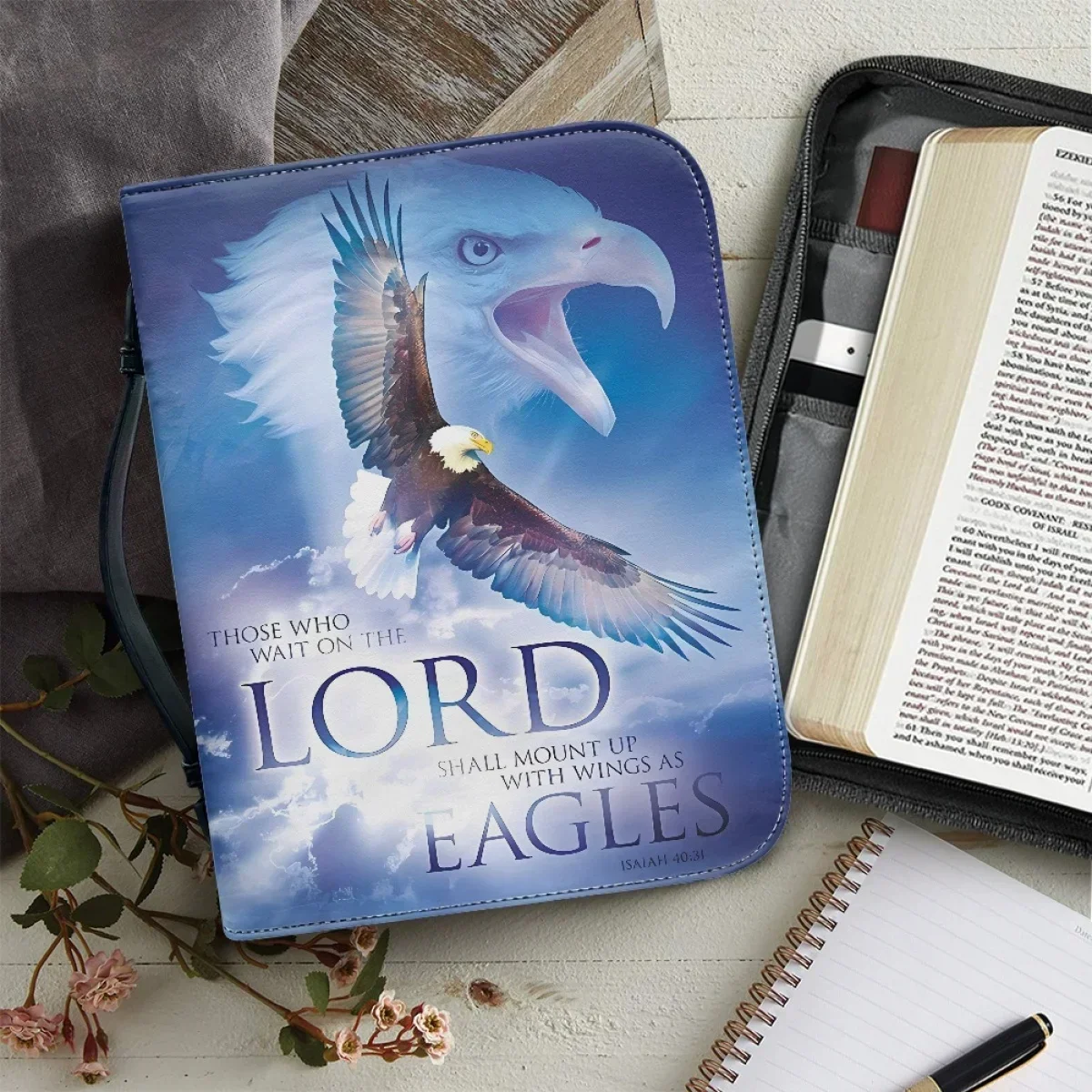 

Классическая женская сумка-клатч из искусственной кожи с принтом библейских стихов и ручкой, на молнии, для переноски Библии