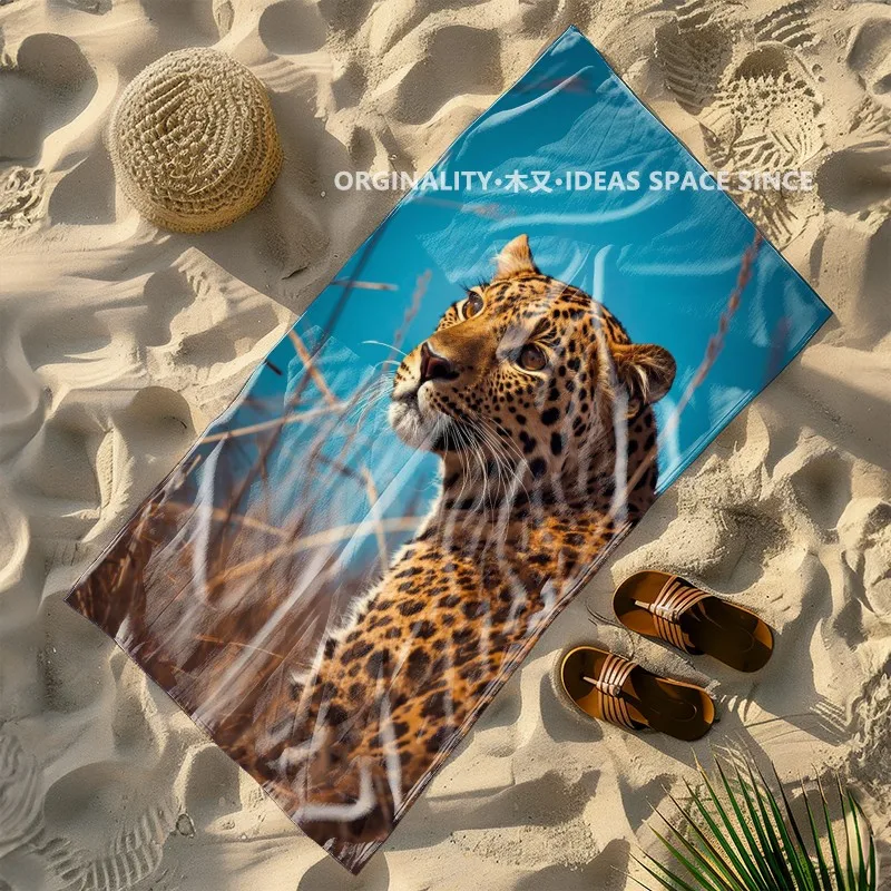Wild Leopard Print Beach Towel Patterned Sunscreen And Windproof Suitable For Swimming Pool Camping Travel