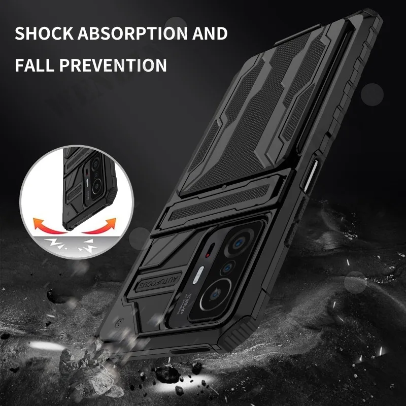 Case For Xiaomi Redmi Note 12 11 10 Pro Xiaomi Poco X4 X3 Pro Xiaomi 11T Pro Anti Shock KickStand Bracket Card Slot Case