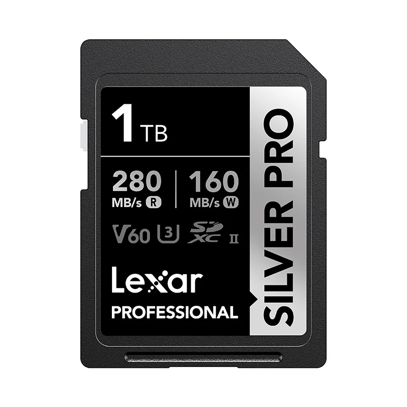 Lexar Professionele Geheugenkaart SILVER Pro V60 C10 UHS-I 4K Ultra HD Beeldkwaliteit Flashkaart voor DSLR Camera