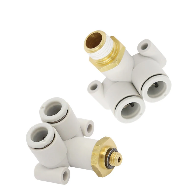 KQ2LU Three Way Air Fitting KQ2LU04-M5 06-02S 8-02S 10-03S 12-04S CKT External Thread Pneumatic Quick Connector Pipe Joint