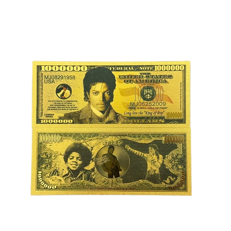 

10 pcs Nice Popular Michael Jackson Gold Banknotes in 24k Gold Plated For Collection