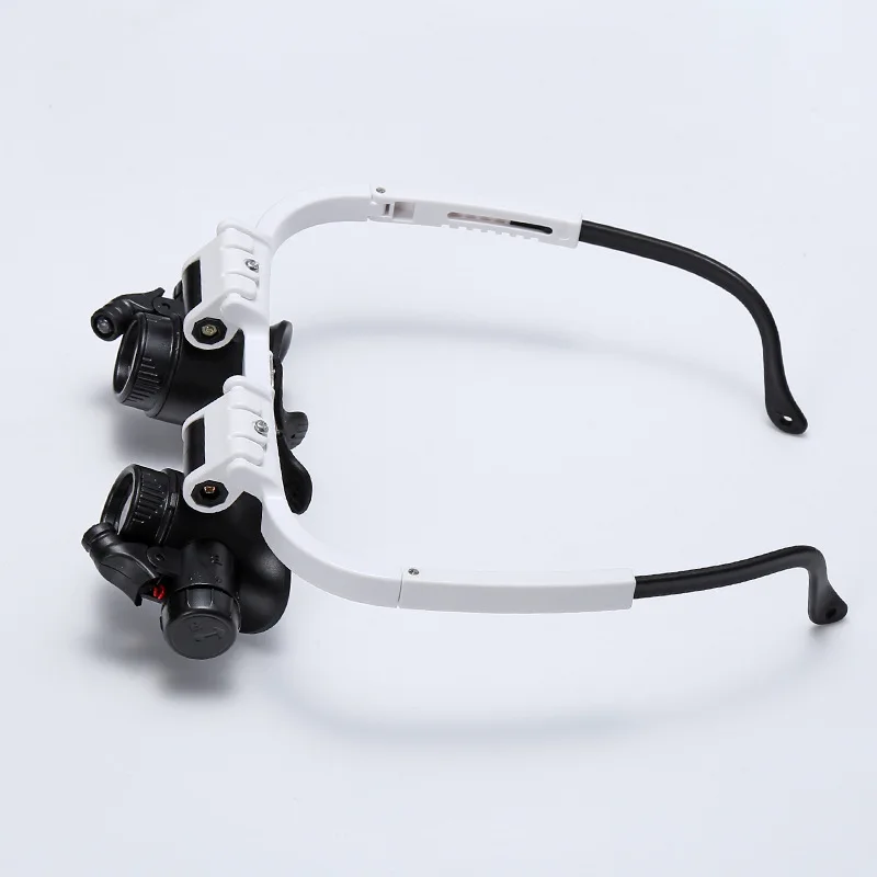 8x 15x 23x Double Eye Loupe Wearing Repair Jeweler Watch Clock Magnifier Illuminated Magnifying Glass with LED Light