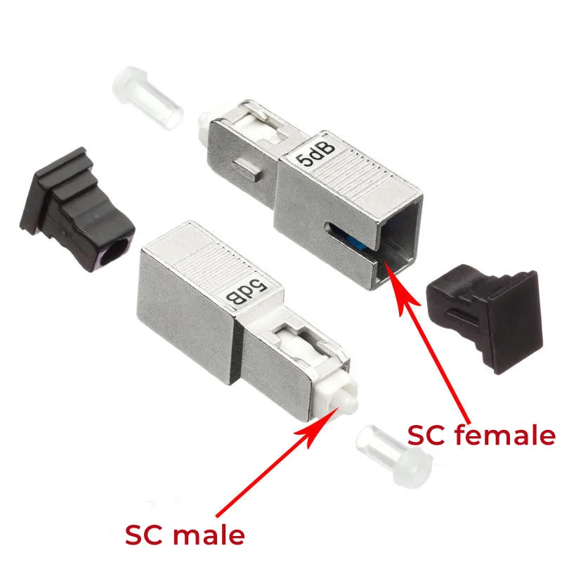 Tłumik męski-żeński SC/włókno UPC jednomodowy tłumik łącznik z kołnierzem światłowodowym