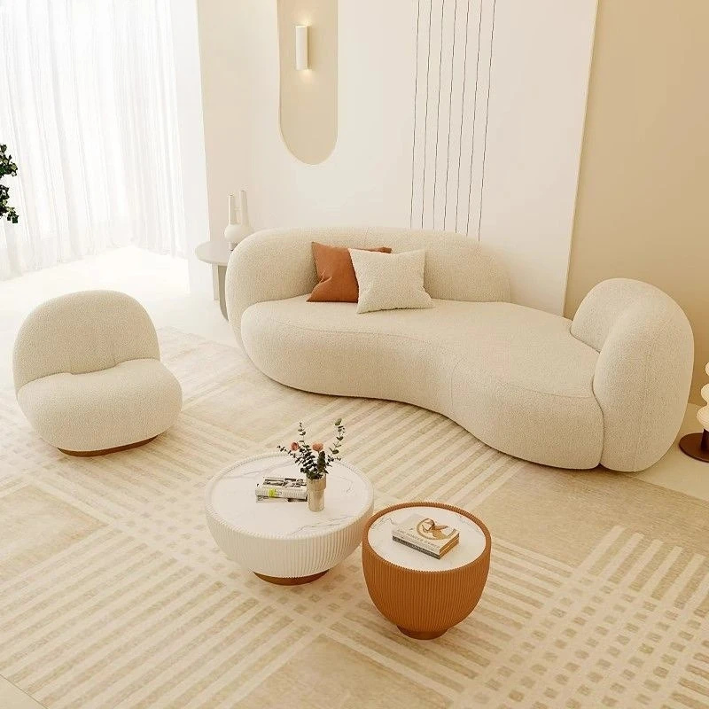 Cream wind, lamb wool sofa, special-shaped simple living room small apartment sofa