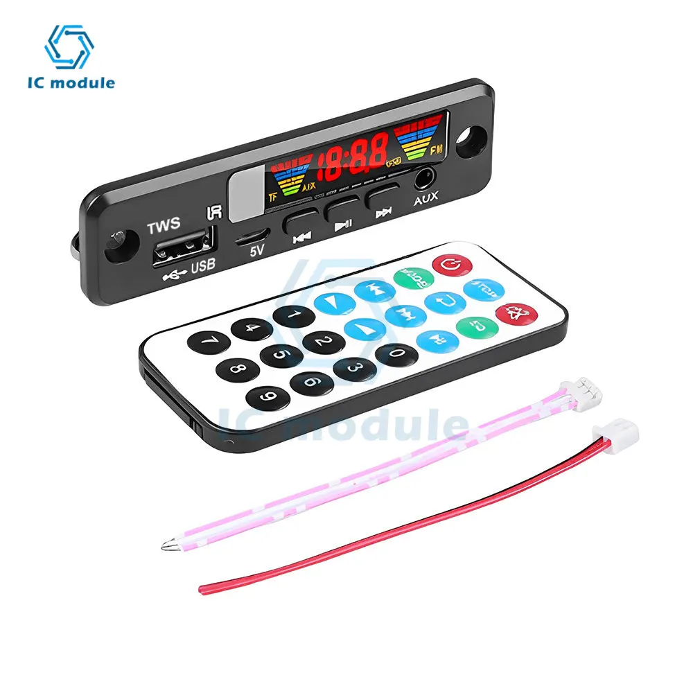 DC3.7-5V TWS wireless interconnection Bluetooth MP3 Decoder Board Lossless Audio FM Remote Control Speaker Accessories AUX FM