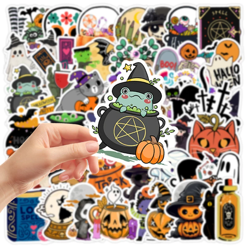 50PCS Cartoon Halloween Pumpkin Graffiti Stickers Aesthetics DIY Decoration Phone Cases Stationery Skateboards Decals Kids Toys