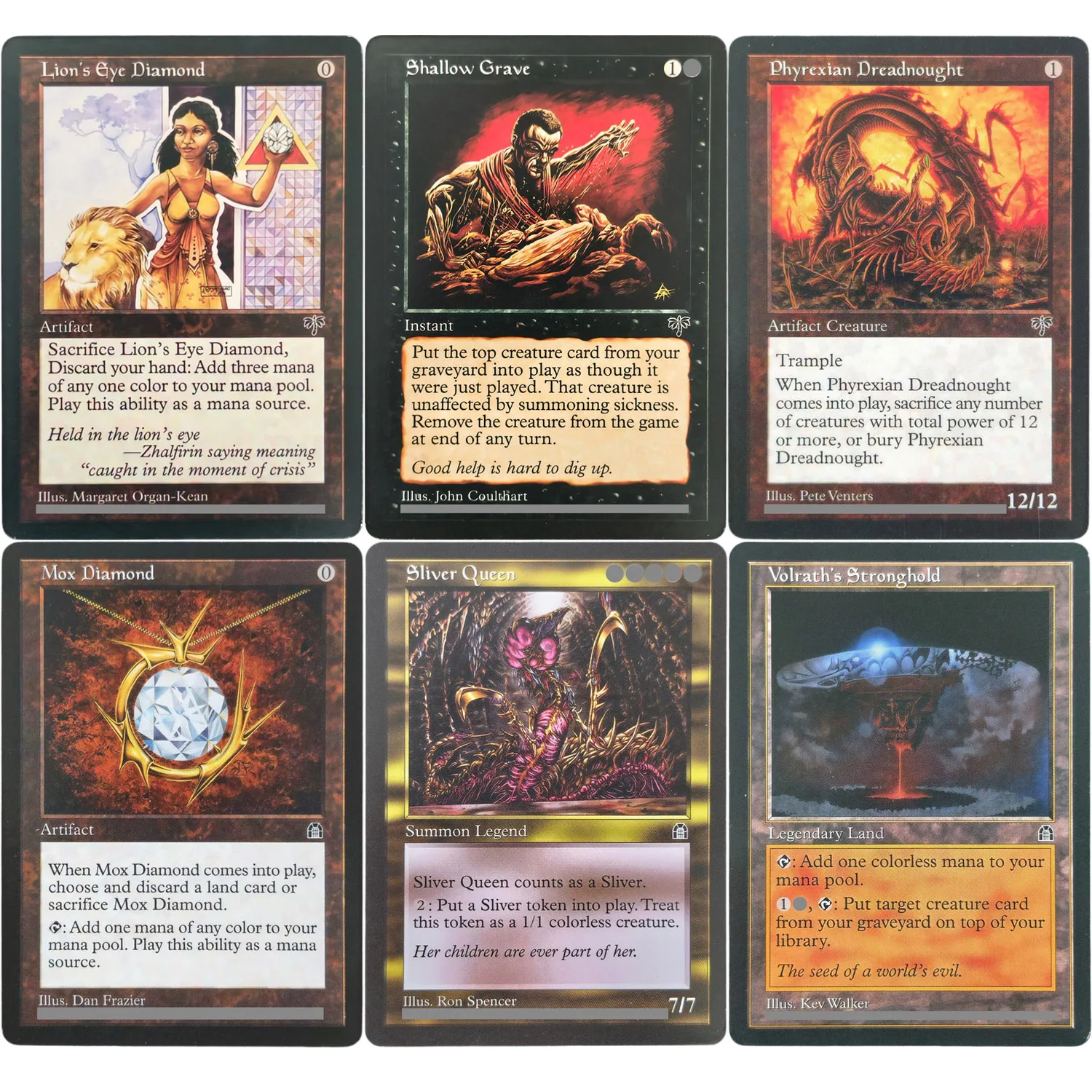MIR STH TCG Proxy Carta Mágica em Inglês Lion's Eye Diamond Phyrexian Dreadnought Shallow Grave Mox Diamond Sliver Queen
