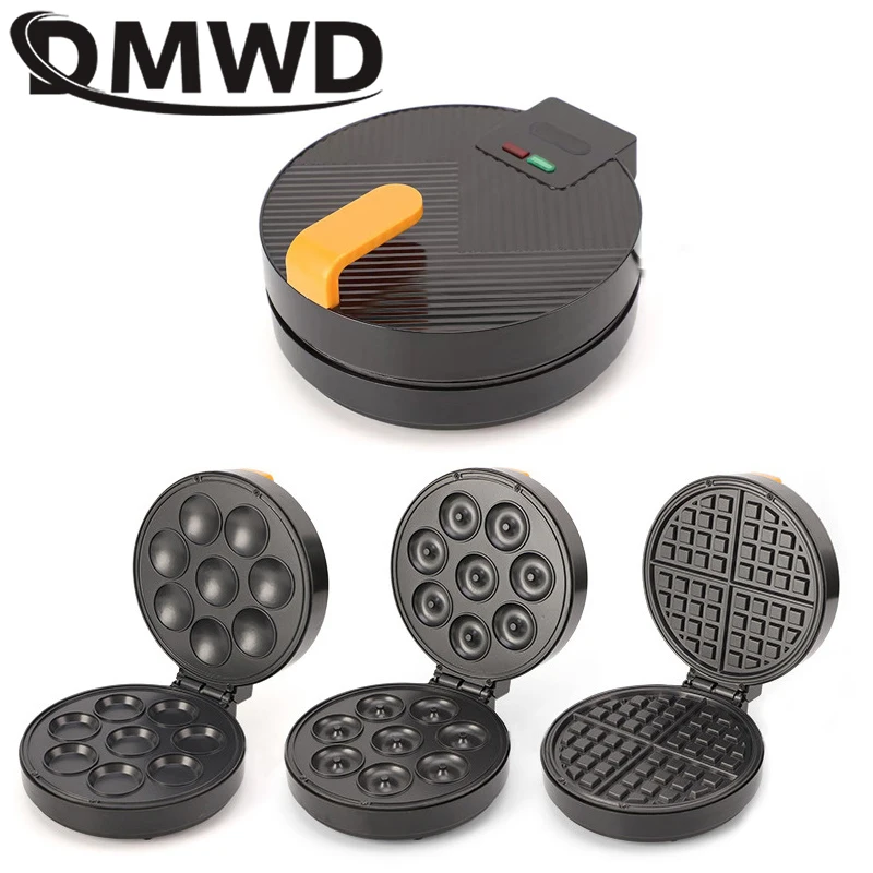 DMWD 110V/220V Electric Donuts Machine Eggs Cake Baking Breakfast Waffle Maker Automatic Pancake Doughnut  Making Machine