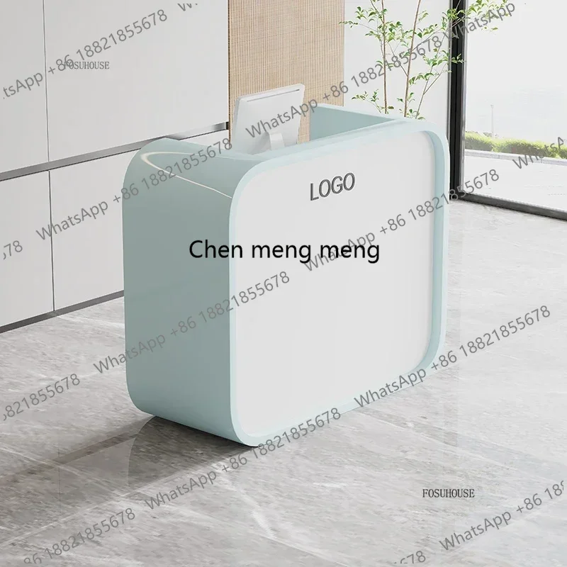 

Простая креативная стойка-ресепшн для магазина, небольшая стойка администратора, дизайнерская квадратная кассовая стойка в скандинавском стиле, стойка ресепшн для салона красоты