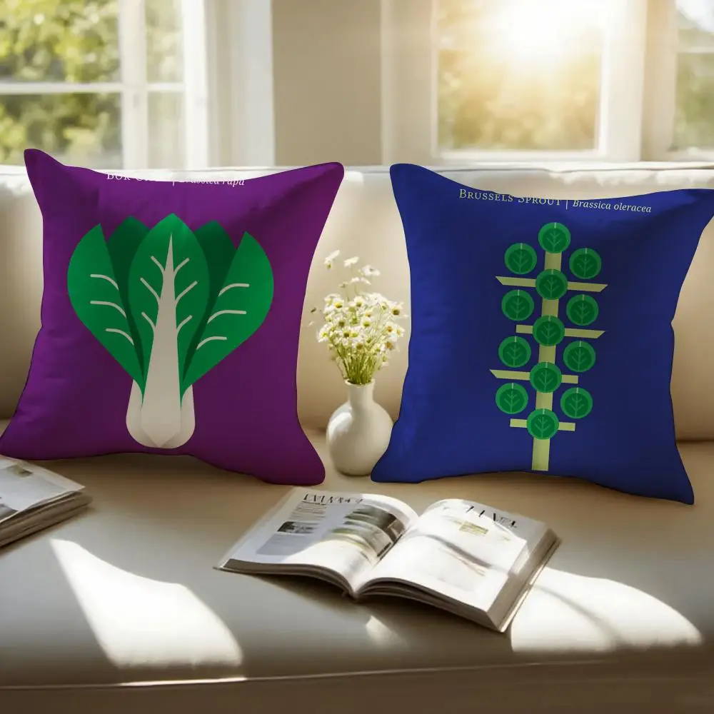 Cute Fresh Art Lovely Simple Vegetable Cushion Cover Pillowcase Anti-dustmite Invisible Zipper Short Plush Sofa Cushion
