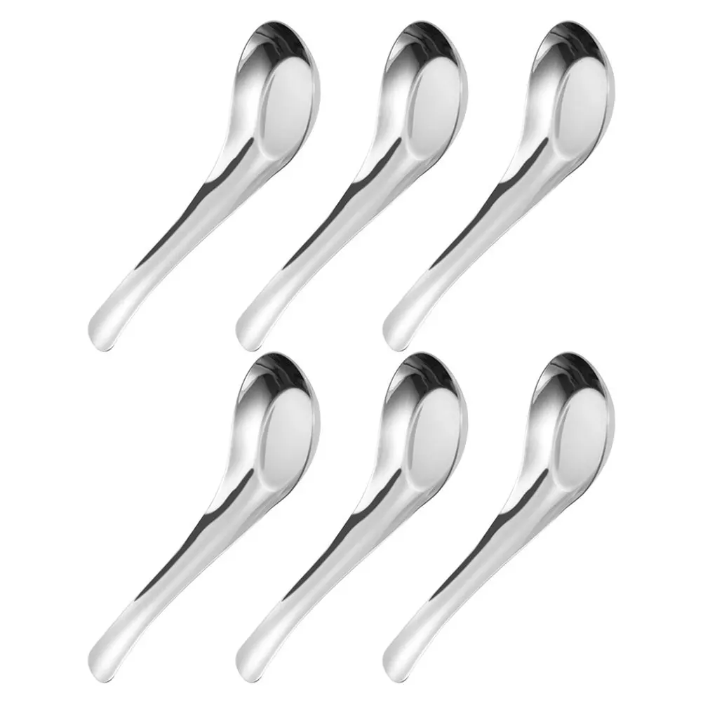 

6Pcs Stainless Steel Mirror Polish Soup Spoon Large Flat Bottom Serving Spoon for Cooking Dining Kitchen Essentials