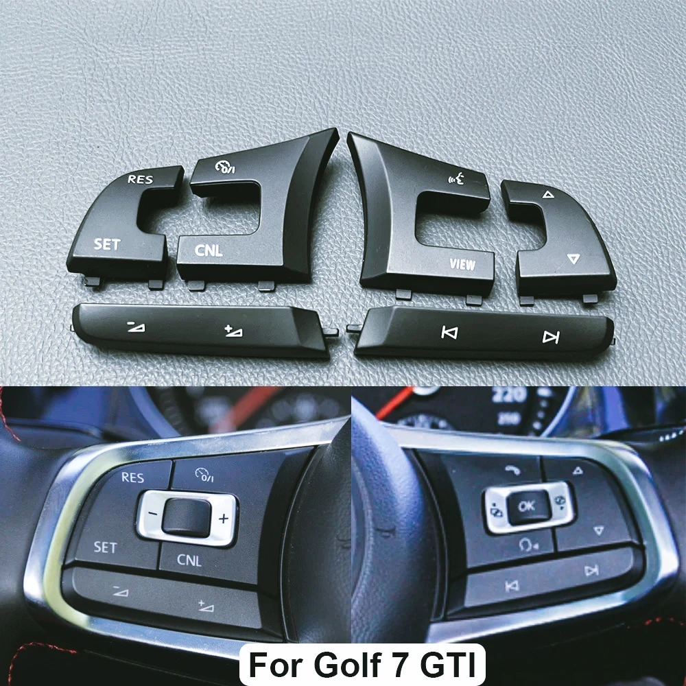 Cubierta  botón  volante multifuncional para VW Golf 7, MK7, GTI, GTS, ajuste  volumen, crucero, abajo, arriba, RES, modo, corac
