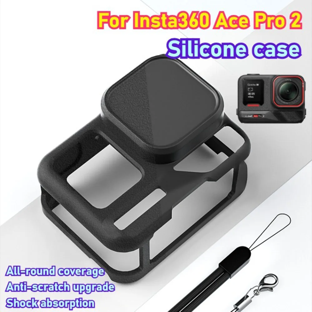 For Insta360 Ace Pro 2 Silicone Protective Case Cover Body Silicone Case Sleeve Lens Cap for Insta360 Ace Pro2 Action Accessory