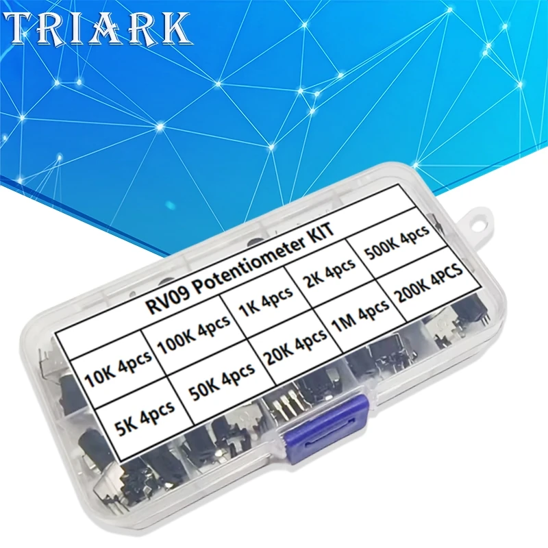 RV09 Kit Vertical 12.5mm Shaft 1K 2K 5K 10K 20K 50K 100K 200K 500K 1M 0932 Adjustable Resistor 9 Type 3Pin Rotary Potentiometer