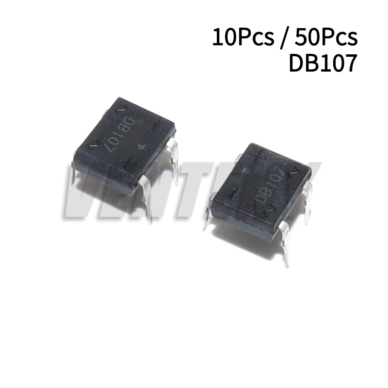 10/50 Peças Ponte Retificadora de Diodos DB107 1A 1000V DIP4 Monofásica Componentes Eletrônicos