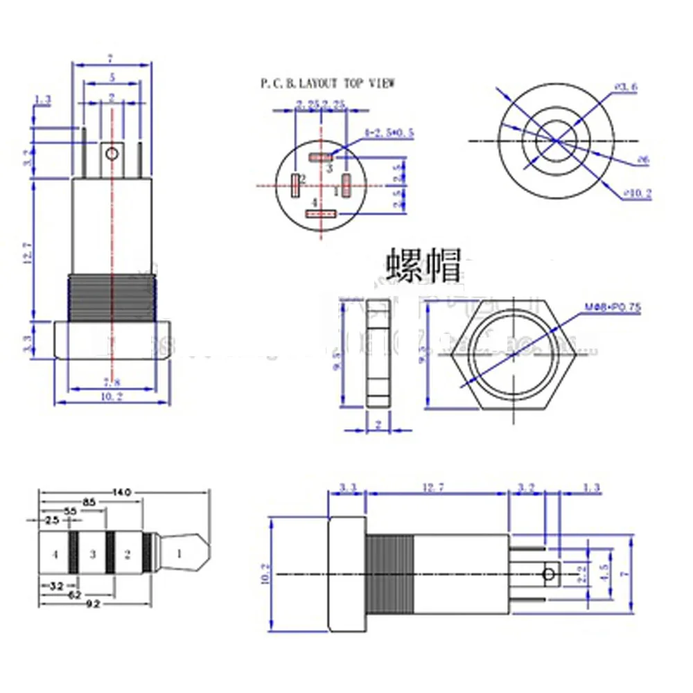 1set 3 Pole 4 Pole 3.5MM Audio Jack Socket Black Stereo Solder Panel Mount Gold With Nuts Waterproof plug female Connector