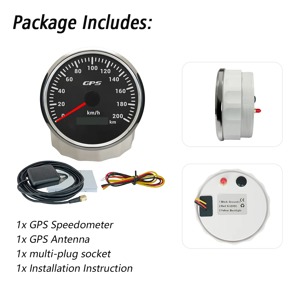 ELING 110mm GPS Speedometer 0-60KM/H 0-80KM/H 0-120KM/H 0-200KM/H with 7 Colors Backlight for Car Motorcycle Motorboats 12V 24V