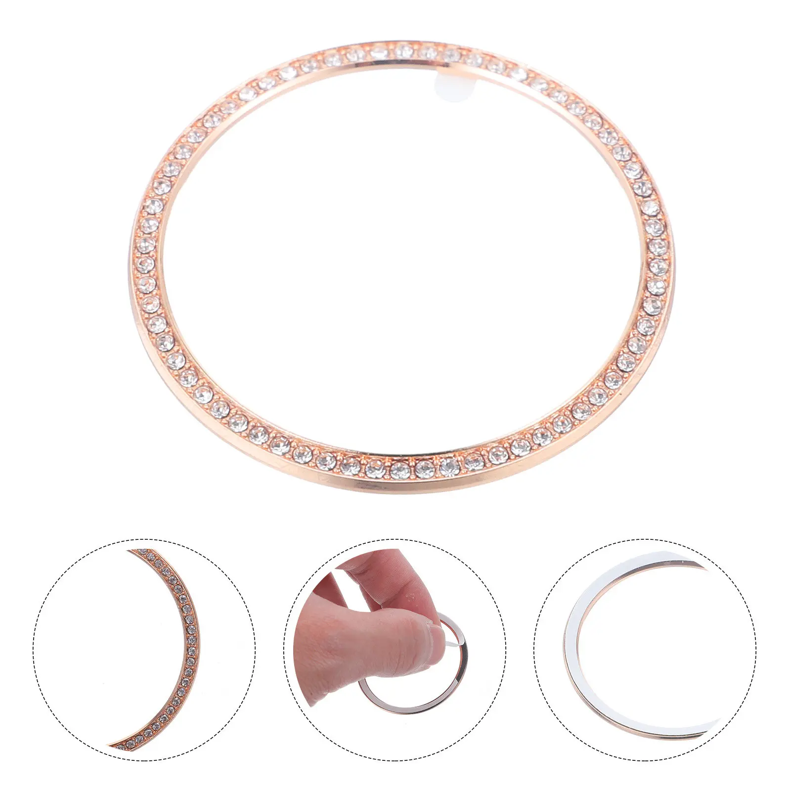 Diamond Mounted Bezel Ring Alloy Smart Watch Scratch Protector Compatible 42Mm Rose Gold Stylish Collision Defense