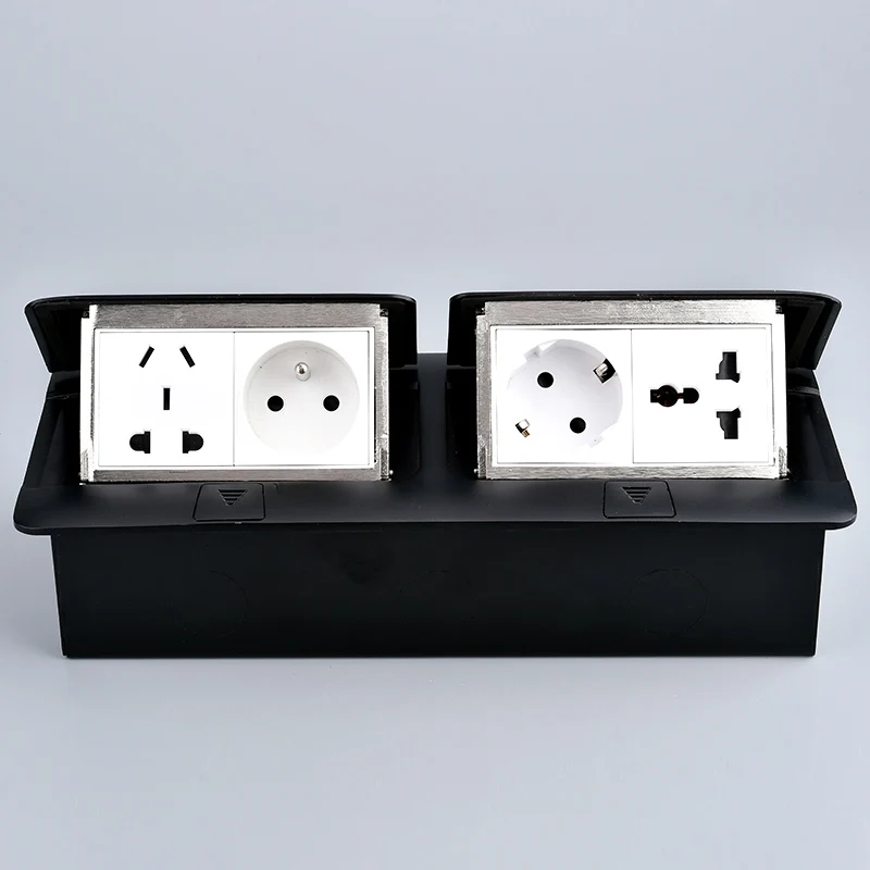 Table Outlet EU Socket With USB HDMI Socket In the Counter Pop Up Desktop Aluminum Cover Socket 146x220mm