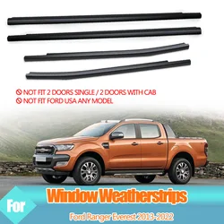 4PCS Outer Windows Rubber Weatherstrip Door Sealing Belt Moulding Trim For Ford Ranger Everest 2013-2022 4 Doors