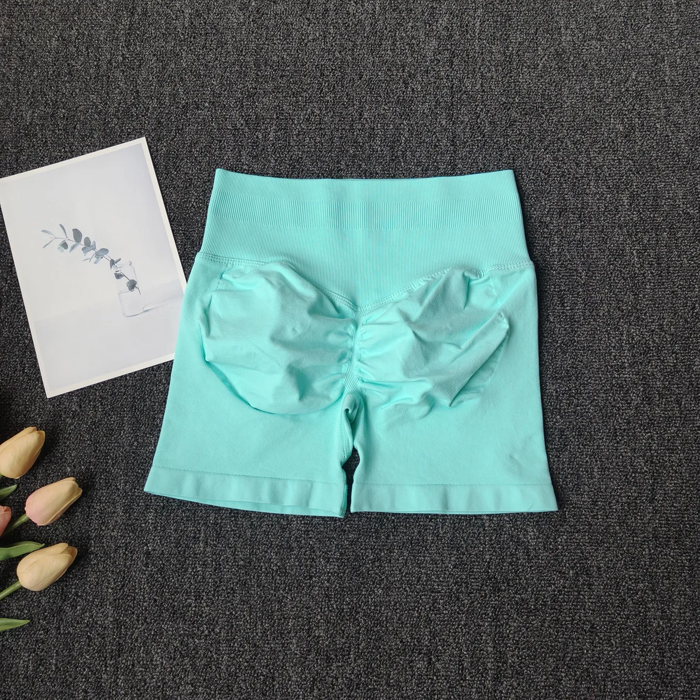 Peach Butt Fitness-Shorts für Damen, Sport-Shorts mit Po-Lifting-Effekt, nahtlose Yoga-Shorts, hohe Taille, Bauchkontrolle, hochelastische Leggings – Detail 10