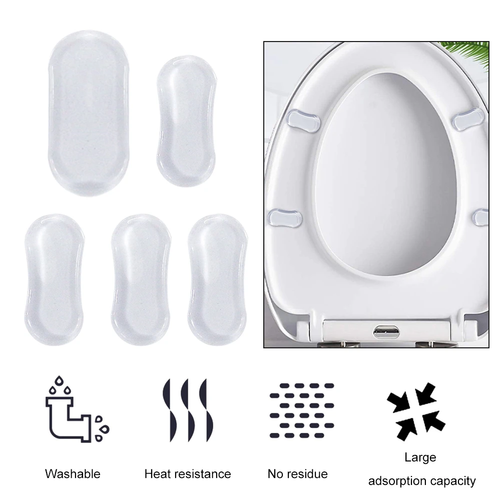 5pcs Strong Adhesive Universal Home Replacement Parts Hygienic Pads Shockproof Toilet Seat Bumper Buffer Protective Bathroom