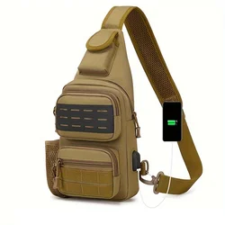 Men's USB Tactical Chest Bag Multifunctional Fishing Sling Bag Outdoor Camo Travel Camping Climbing Shoulder Backpack Handbag