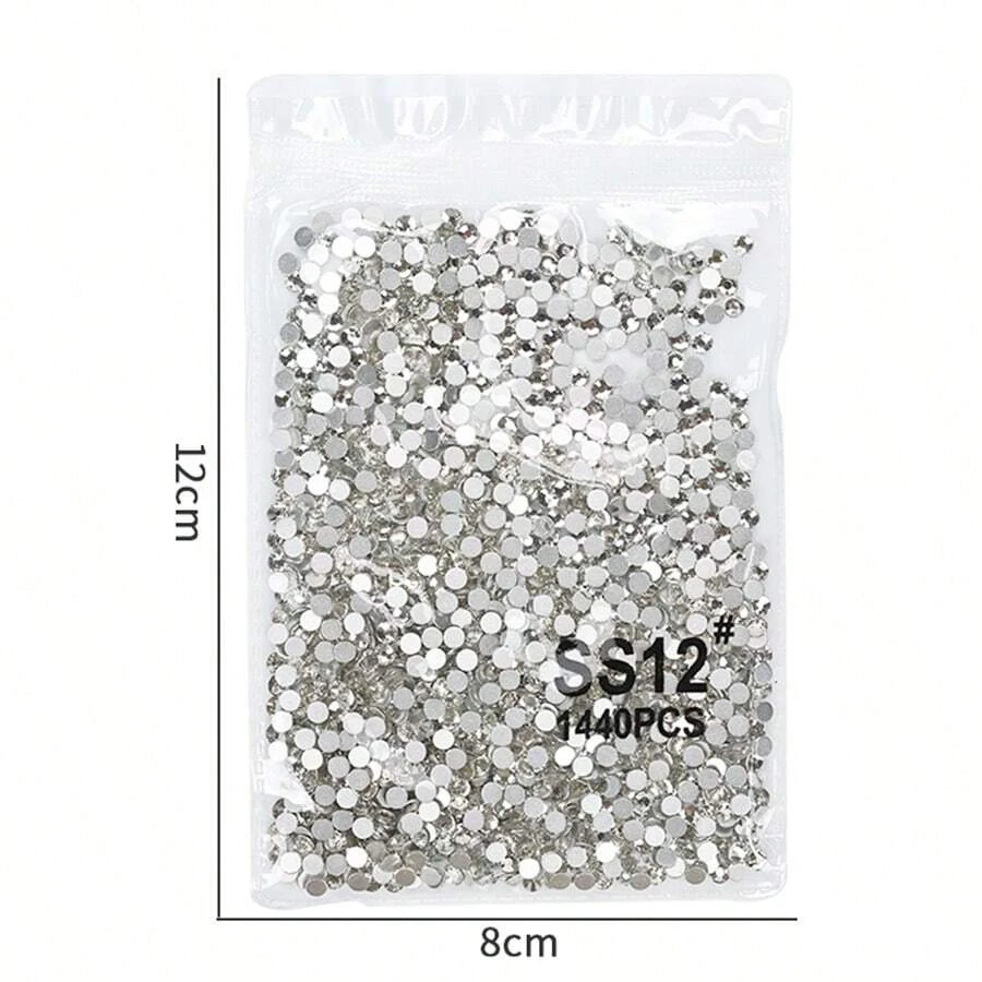 Strass Astronomiques Plats pour Nail Art, Clip Tchèque Brcorporelle, Clair, Document AB, Décoration des Ongles, DIY, Breloques, 1440 Pièces