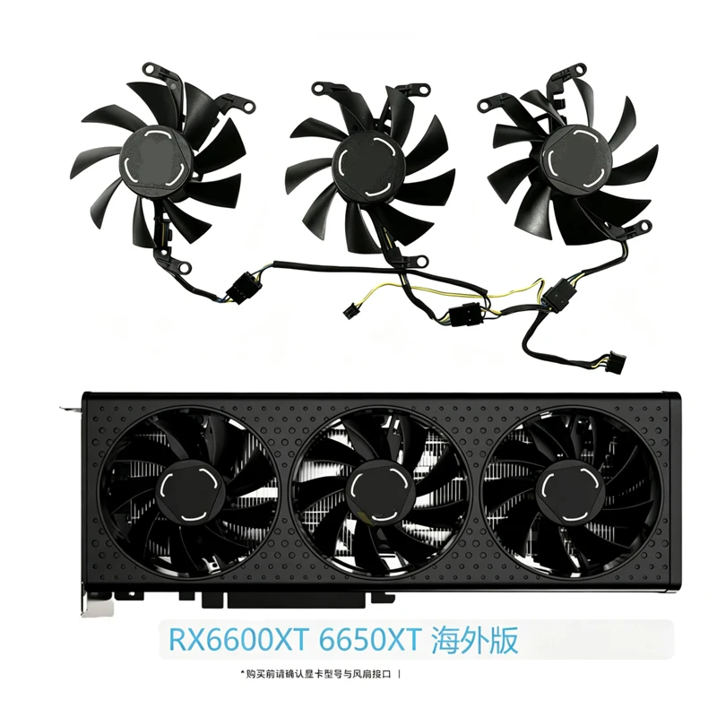 For XFX RX6600XT 6650XT Speedster Overseas Version Graphics Card Cooling Fan Model T128015SM for GPU Replacement