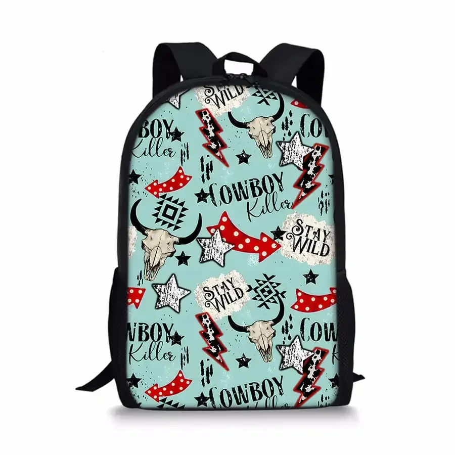 

Cowboy Cattle Pattern Single Layer Backpacks for Boy and Girls Best Gifts 3D Cartoon School Backpack for Children Bags