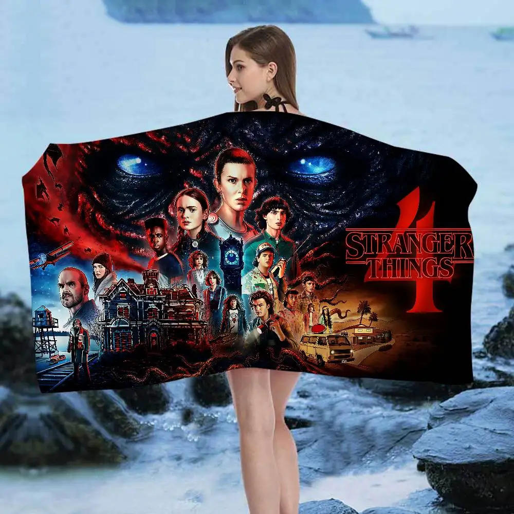 Toalla de playa Moive S-Stranger Things Anime, paño absorbente suave, regalos para niños, para viajes, Camping, gimnasio