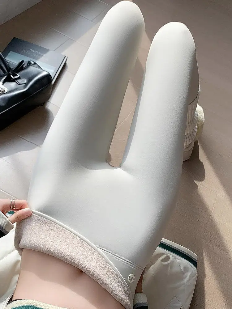 

Victoria High-Waist Fce Lined arkskin Yoga Pants Women's Thiened Warm Slimming Base Layer Pants Casual Nine-Piece Pants