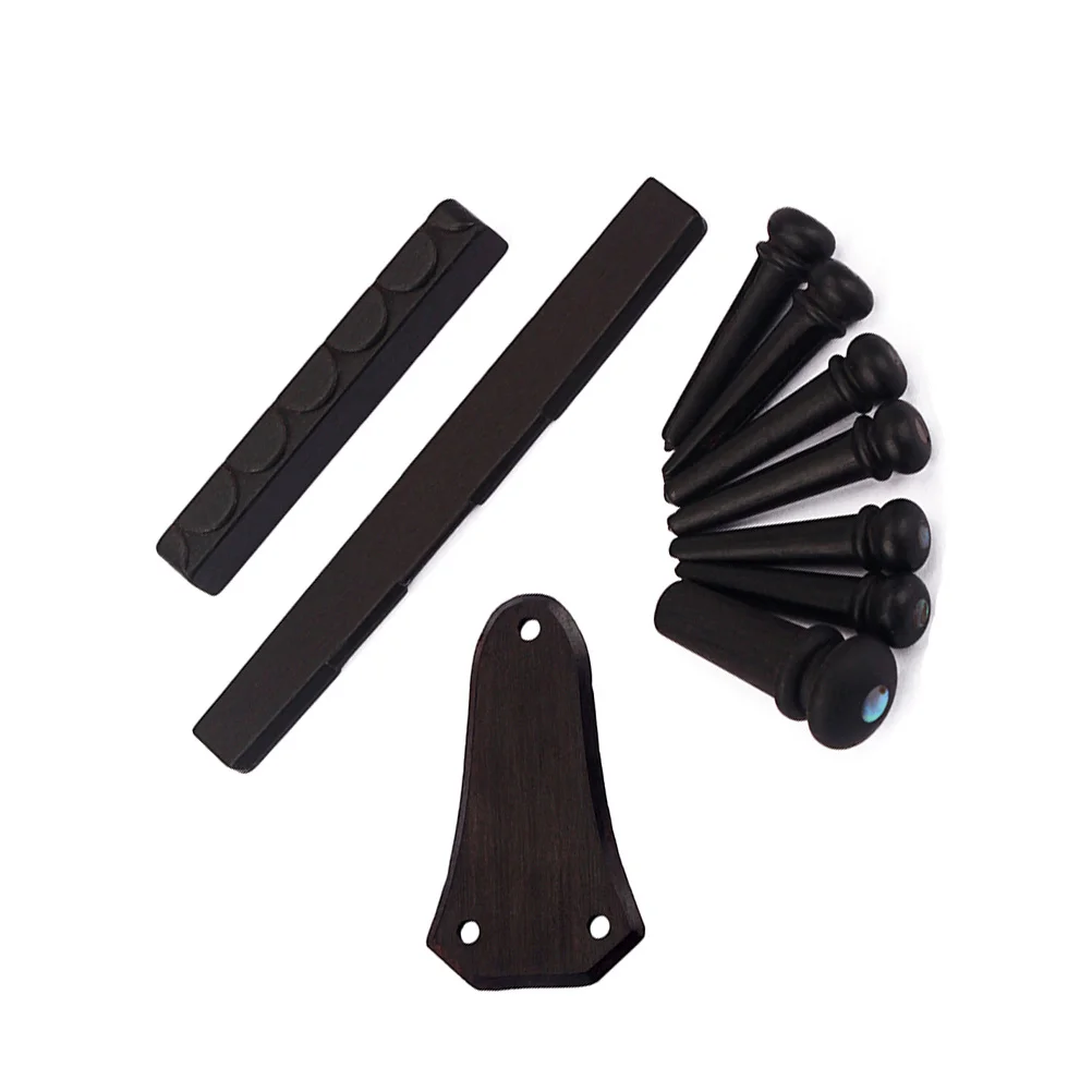 

10Pcs Set Acoustic Guitar Parts Ebony Nut Saddle Bridge Pins Endpin Truss Rod Cover Effective Protection Easy to Install