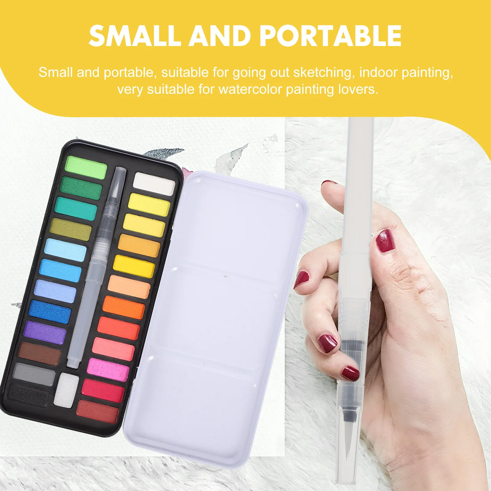 

1 Set Watercolor Paint Set Portable Travel Gouache Kit With Mixing Palette Vivid Quick-Dry Colors For Artists Outdoor Sketching