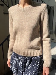 Vintage Solid Knitted Sweaters Women Autumn Sweet V Neck Long Sleeve Slim Y2k Tops Ladies Harajuku Cute Cotton Pull Sweater 2023