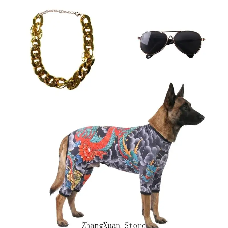 Bedrucktes Hundekostüm-Set für Fotos, Spaziergänge und kurze Video-Styling-Verkleidungen 3XUF – Detail 6