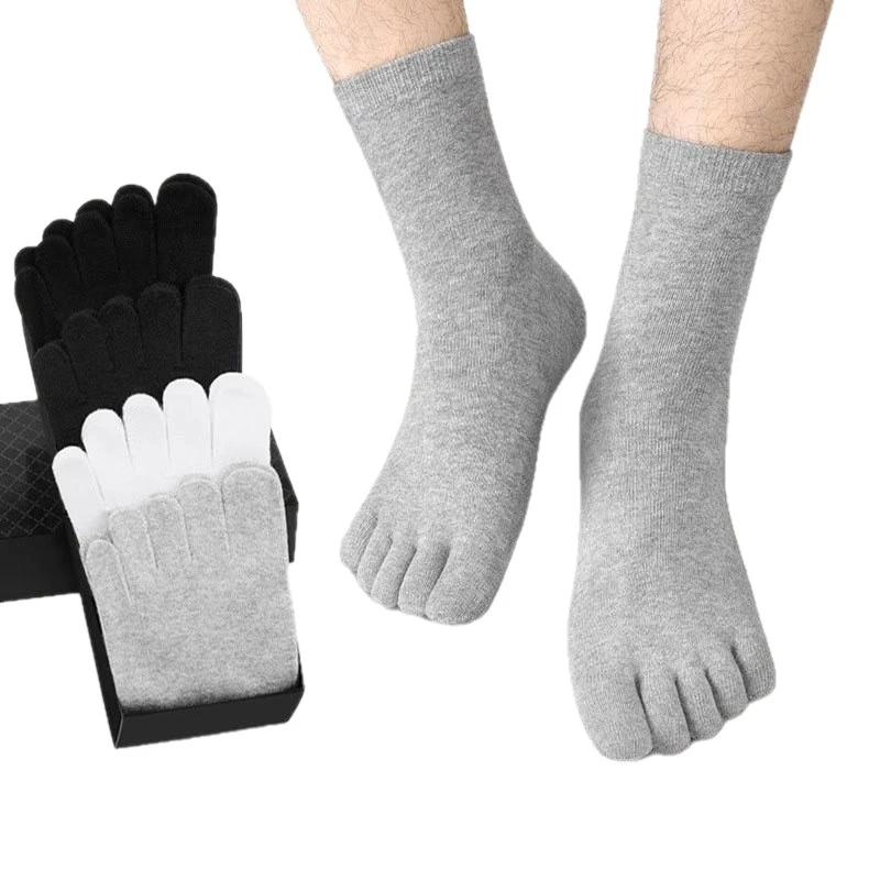 Chaussettes à cinq doigts pour hommes, en pur coton, à cinq orteils, absorbant la sueur, Tube moyen, à bout fendu, pour hommes