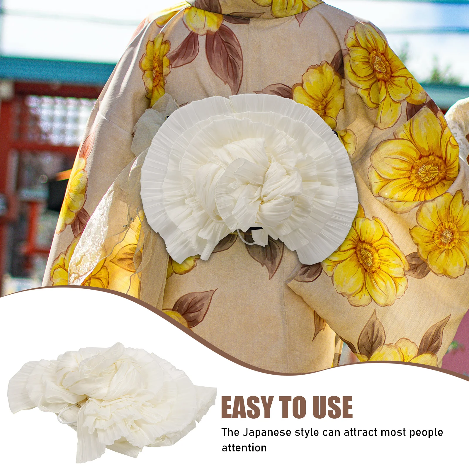 

Kimono 30x25cm White Adult Soft Breathable Wide Decorative Flower Yukata Wide Waistb Accessories Kimono