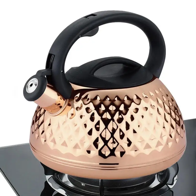 

Tea Kettle for Stove Top Stainless Steel 3L Boiling Tea Kettle Stovetop Teapot With Body Copper Color Coating For Kitchens