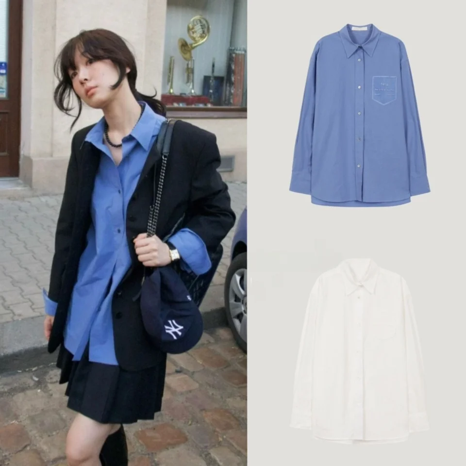 

Новая женская рубашка Fletta 2024: свободный крой, длинный рукав, вышитый логотип, на пуговицах, из хлопка, летняя, классический стиль