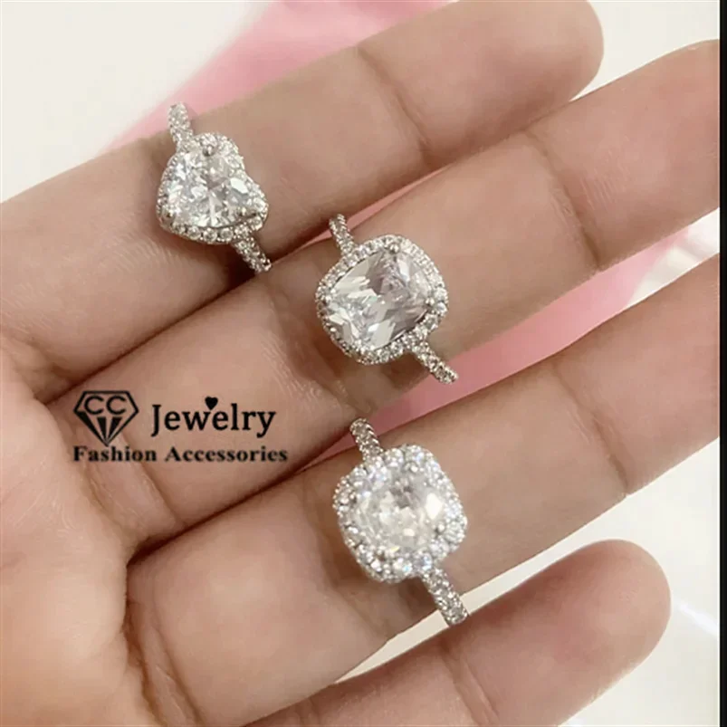 CC Marriage Rings For Women Wedding Engagement Jewelry Luxury Bridal White Gold Color Cubic Zirconia Fashion Ornaments