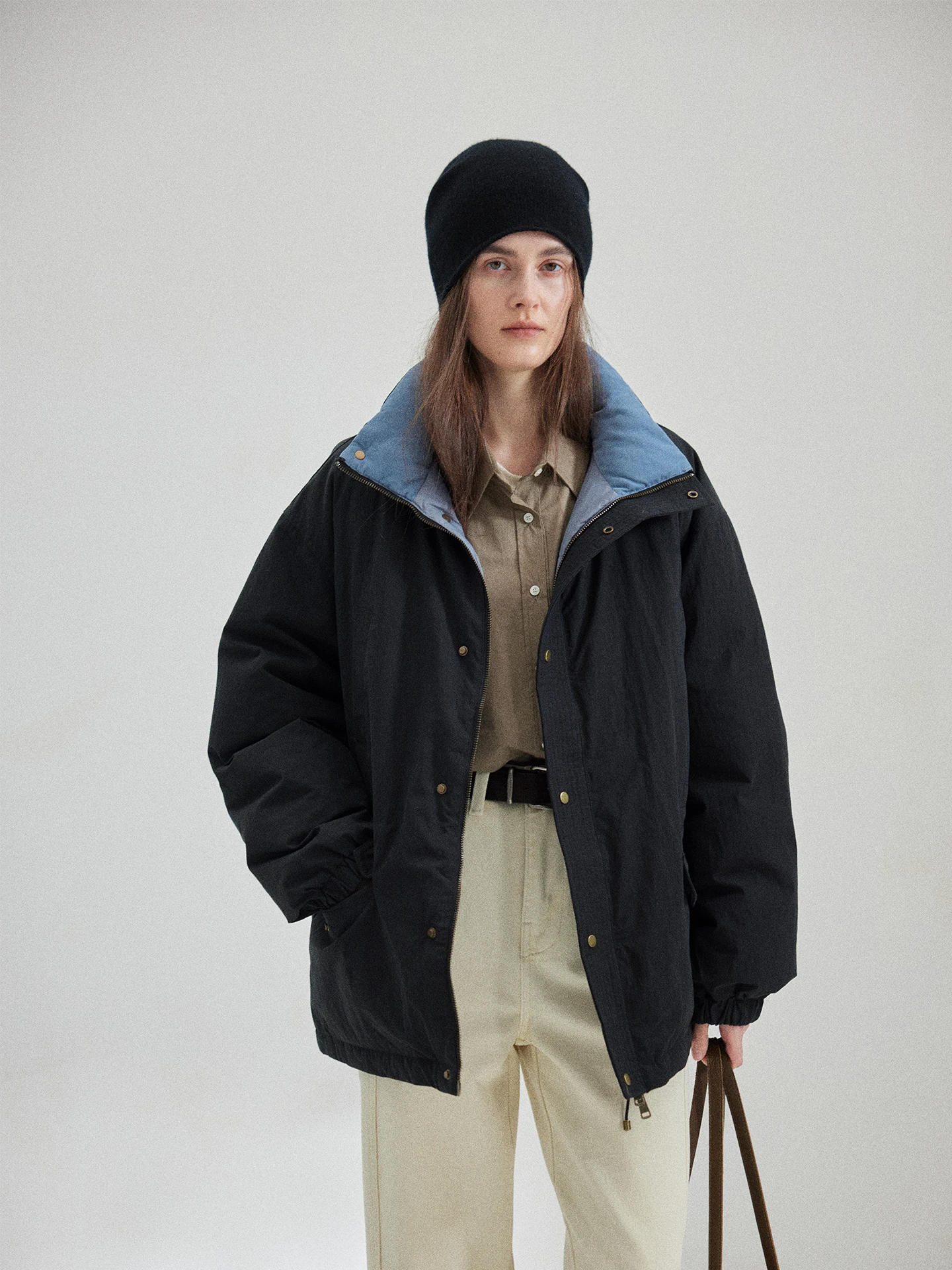 

Зимнее пальто Moofeel Design Sensation Color Block с воротником-стойкой, новинка 2025 года, для повседневной носки, прямого кроя, с длинными рукавами