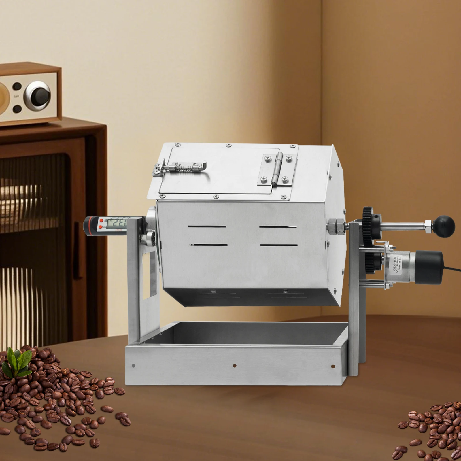 محمصة حبوب البن الفضية من الفولاذ المقاوم للصدأ 300-1200 جرام، كونترتوب HD-600A بمعايير الولايات المتحدة 110-220 فولت، نطاق 0.0787 بوصة للمنزل #6