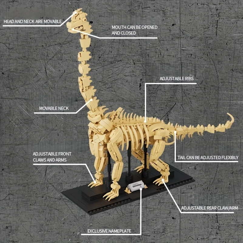 1225 шт. 4 в 1 скелет динозавра Юрского периода ископаемые строительные блоки T-Rex стегозавр трицератопс кирпичи игрушки для детей подарок для мальчиков