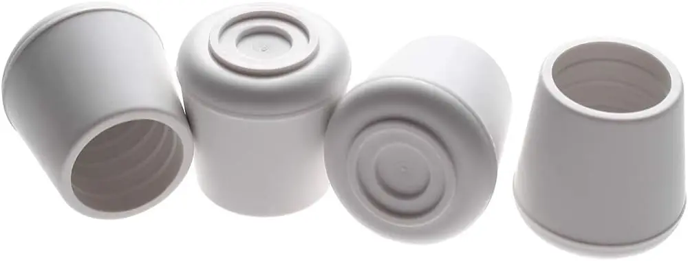 Chair Leg Tips Caps Non-Slip Rubber Leg Tips 1-1/4” Inner Diameter Chair Leg Floor Protectors Round White, 24 Pack